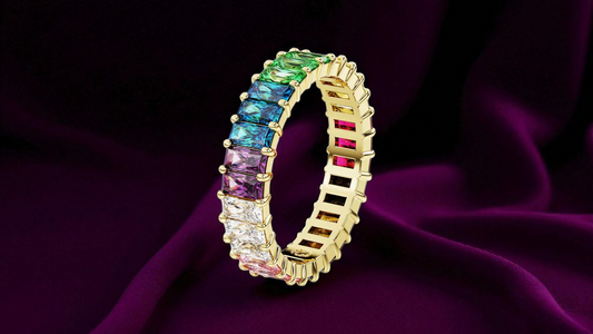 Swarovski Matrix Ring – Baguette-Schliff, Mehrfarbig, Gold-Legierungsschicht