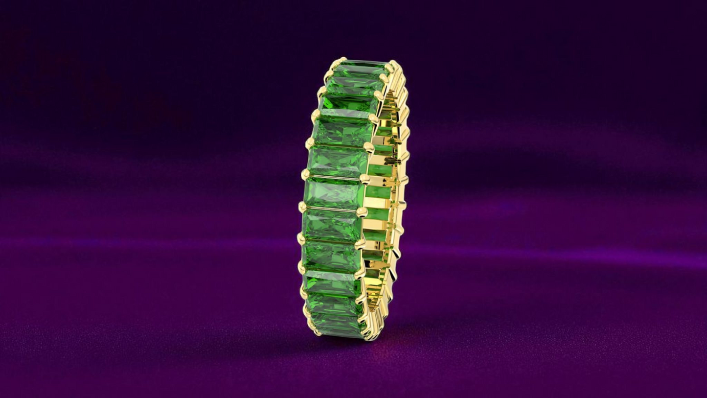 Swarovski Matrix Ring – Baguette-Schliff, Grün, Gold-Legierungsschicht