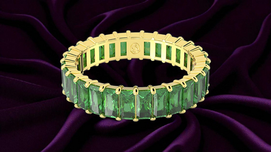 Swarovski Matrix Ring – Baguette-Schliff, Grün, Gold-Legierungsschicht