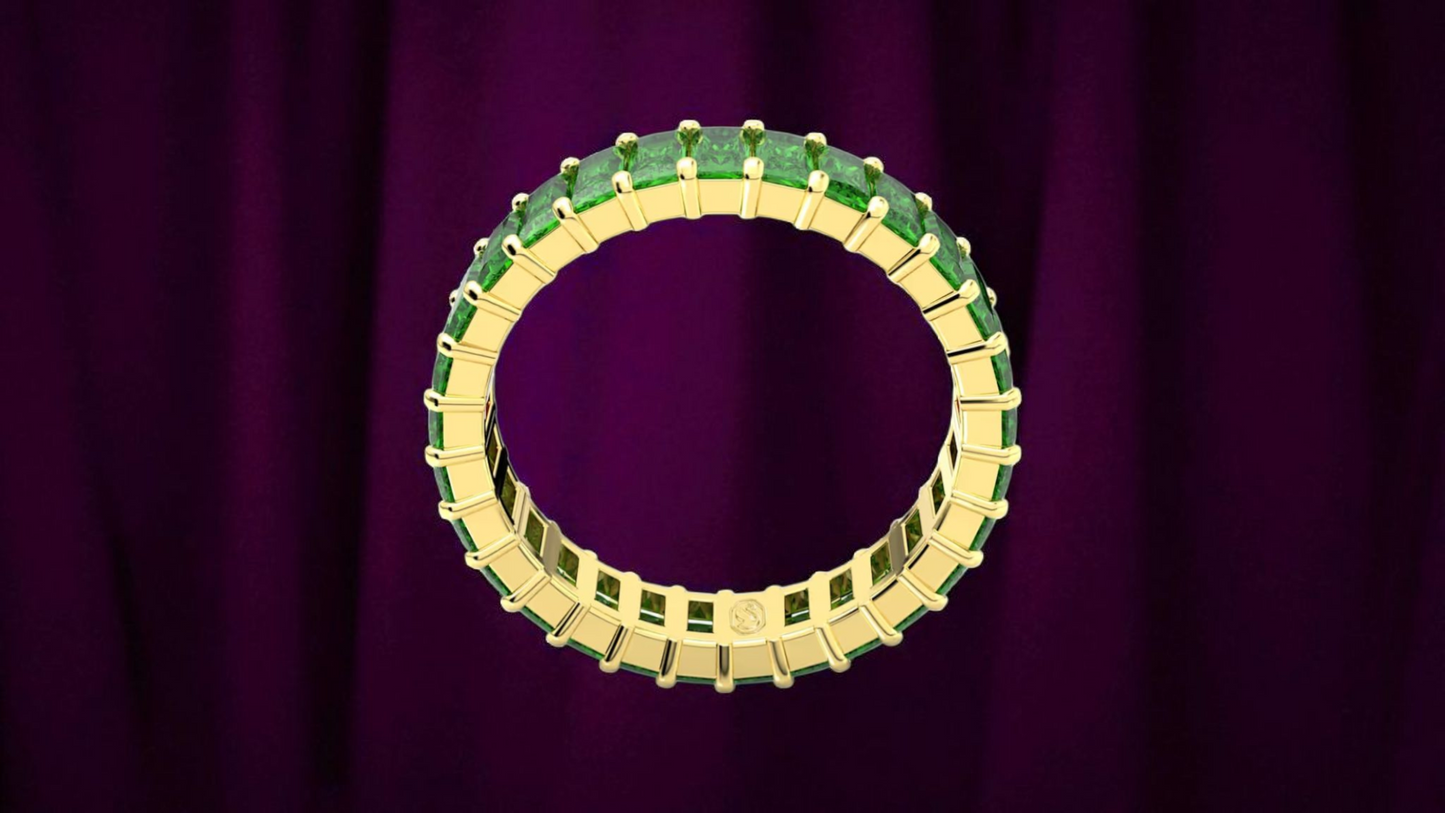 Swarovski Matrix Ring – Baguette-Schliff, Grün, Gold-Legierungsschicht